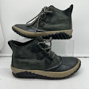 Sorel Boots Womens 6 Out N About Lace Up Ankle Duck Boot NL3069 Black